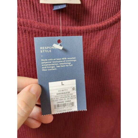 ​NWT Universal Thread Womens Size L Maroon Ribbed Knit Midi Dress Sleeveless - Picture 5 of 5